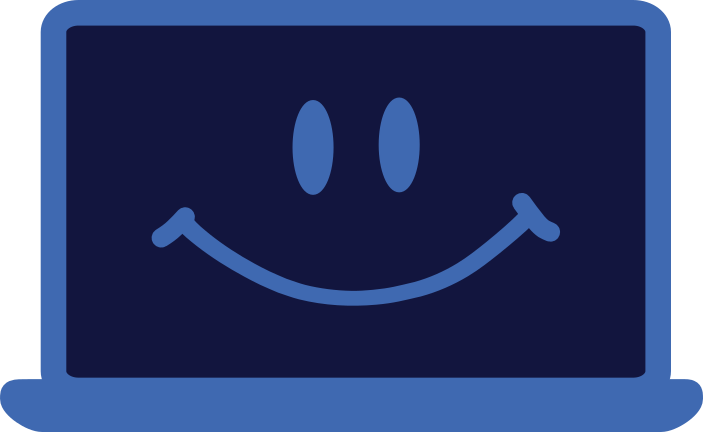 Happy laptop Basic cartoon laptop with smiley face